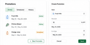ShelfLife Sync promotions list and promotion editor