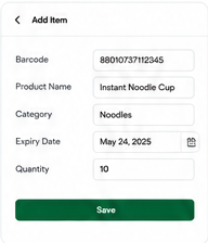 Add item form in ShelfLife Sync
