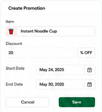 Promotion form in ShelfLife Sync