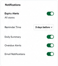Reminder settings in ShelfLife Sync